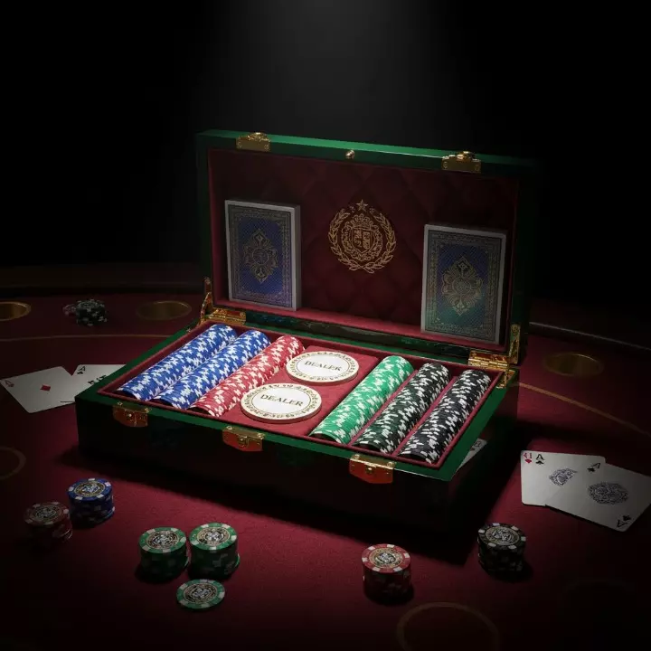 Luxury Poker Kit - Marine Blue Leather